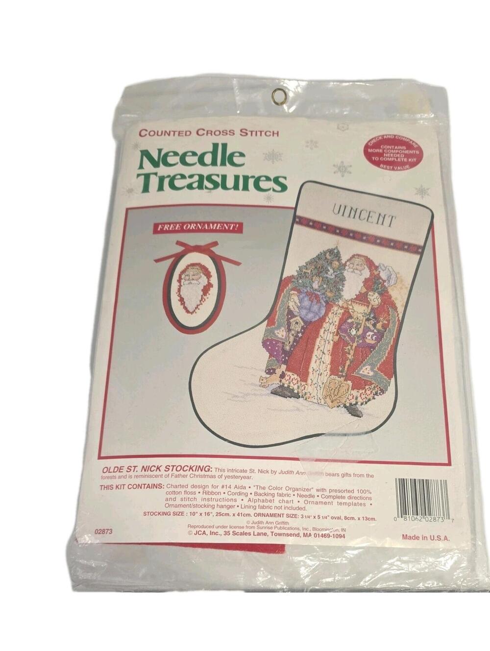 Needle Treasures Olde St Nick Stocking Cross Stitch Christmas Kit 02873 sealed
